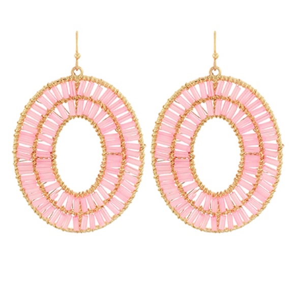 Seedbead Oval Shape Drop Earrings - Picture 2 of 2